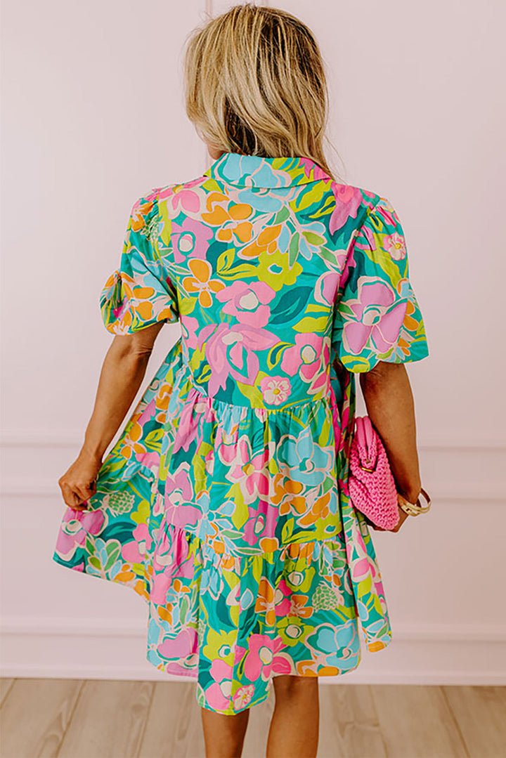 Cleo | Women's Floral Tiered Shirt Dress