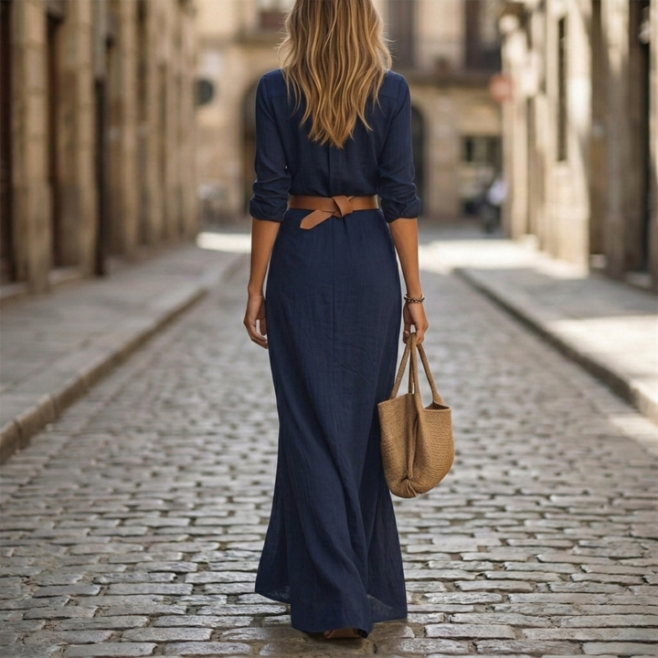 Lyla | Women’s Maxi Shirt Dress Belted Long Sleeve