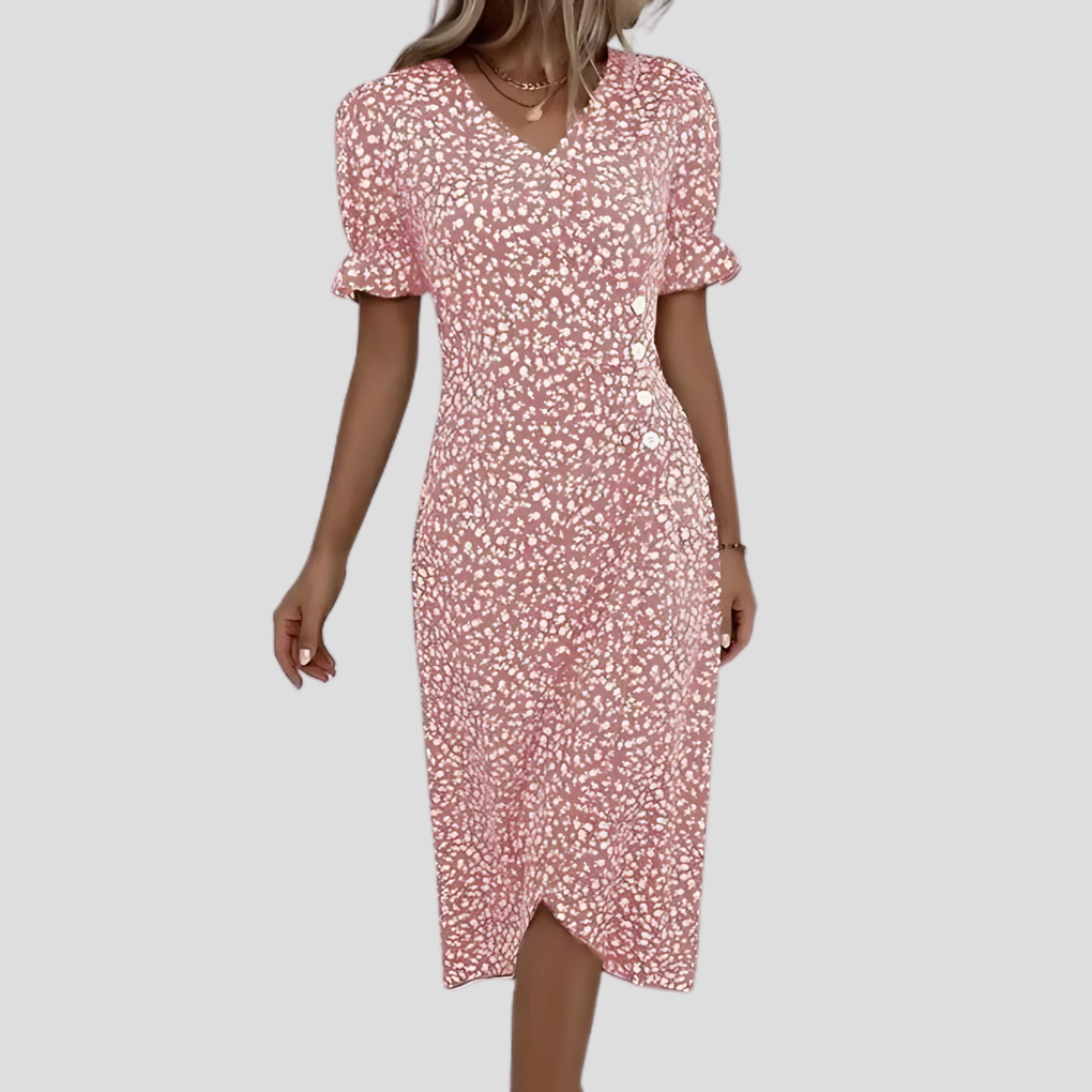 Liora | Women's Floral Wrap Midi Dress Chic