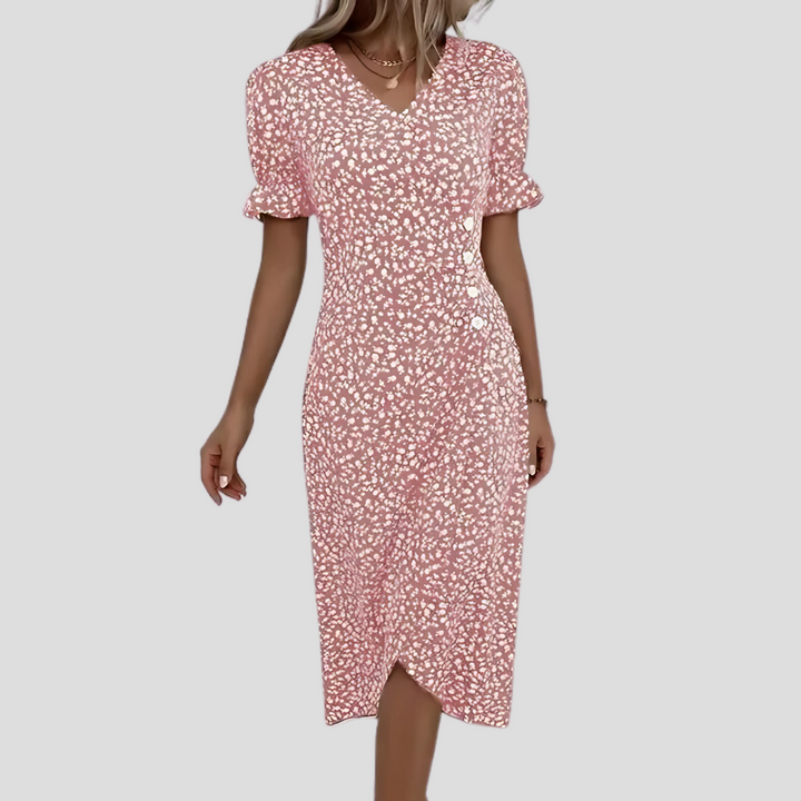 Liora | Women's Floral Wrap Midi Dress Chic