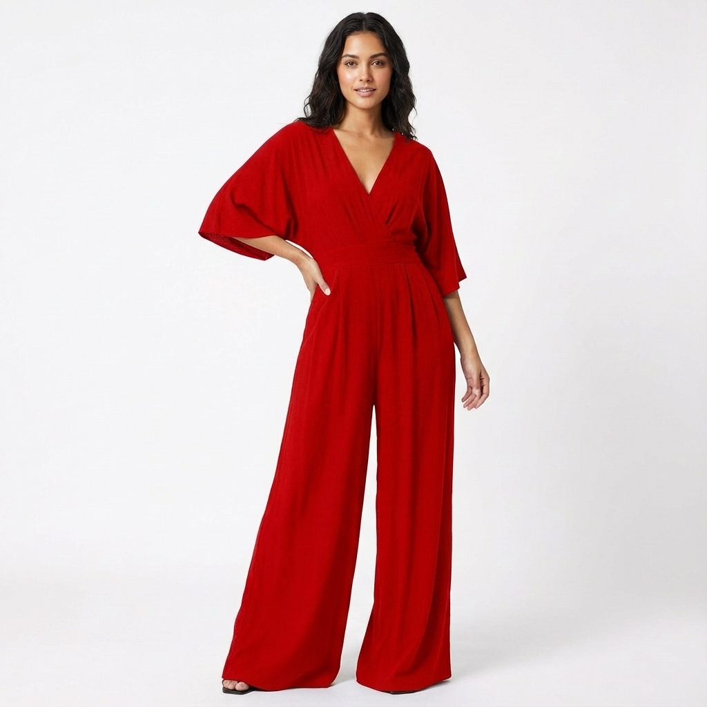 Rosie | Women’s Elegant Wide-Leg Jumpsuit Half Sleeve