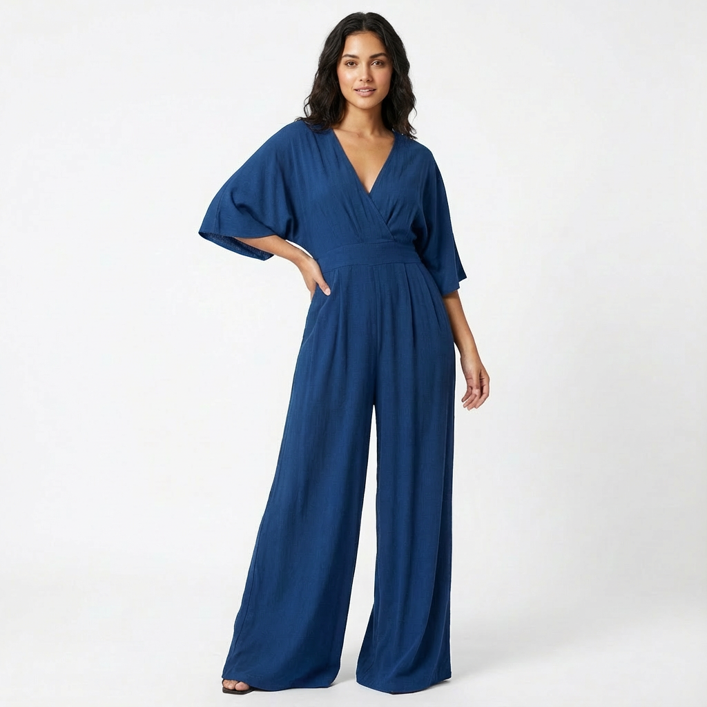 Rosie | Women’s Elegant Wide-Leg Jumpsuit Half Sleeve