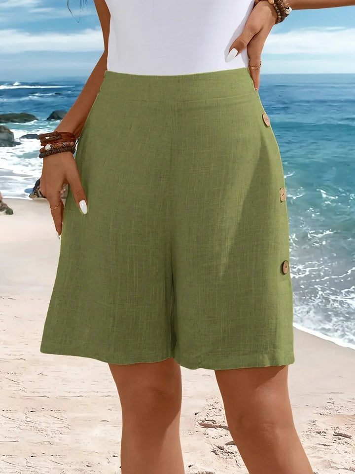 Zarelle | Women's High Waisted Button Accent Shorts Casual