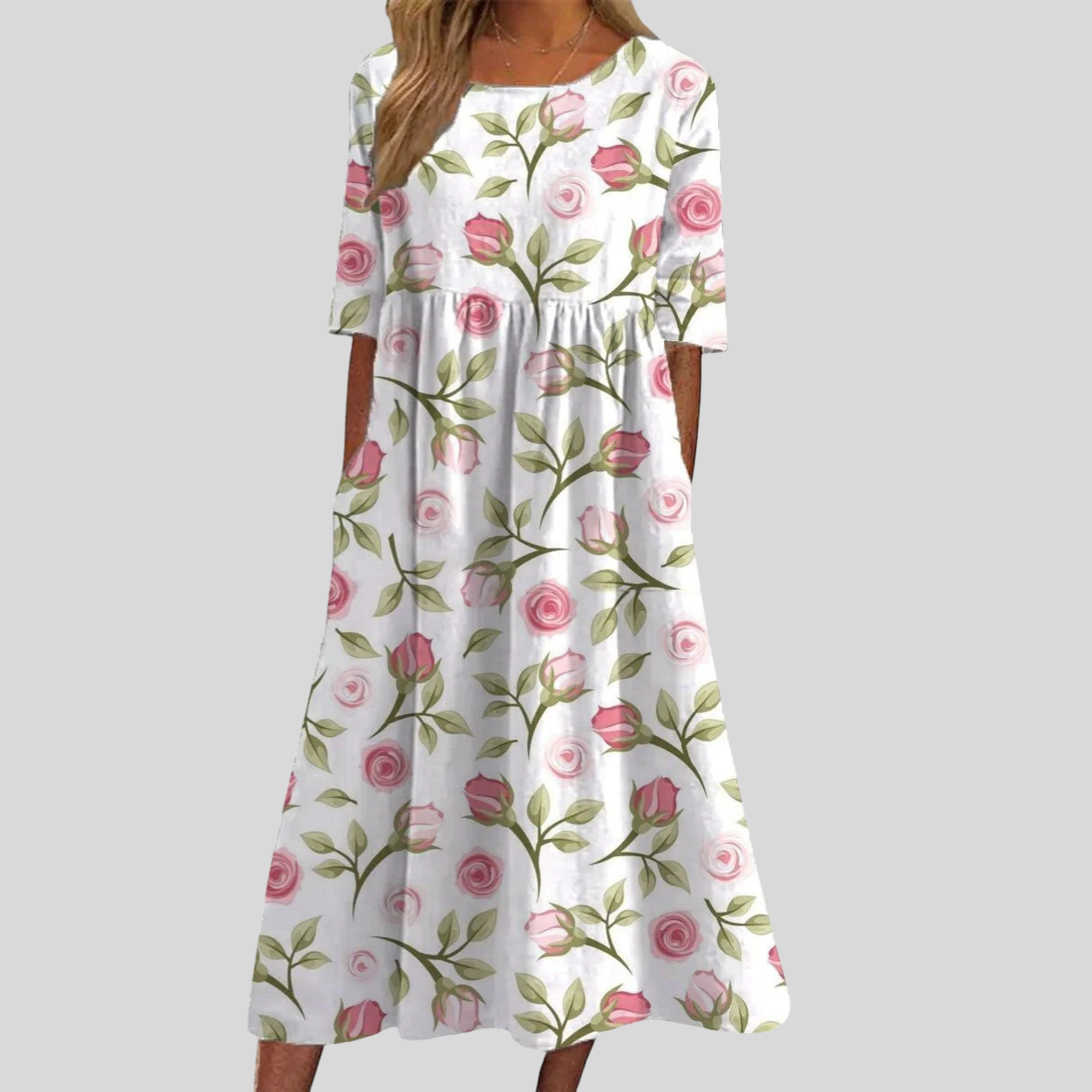 Elara | Women's Floral Midi Dress Casual