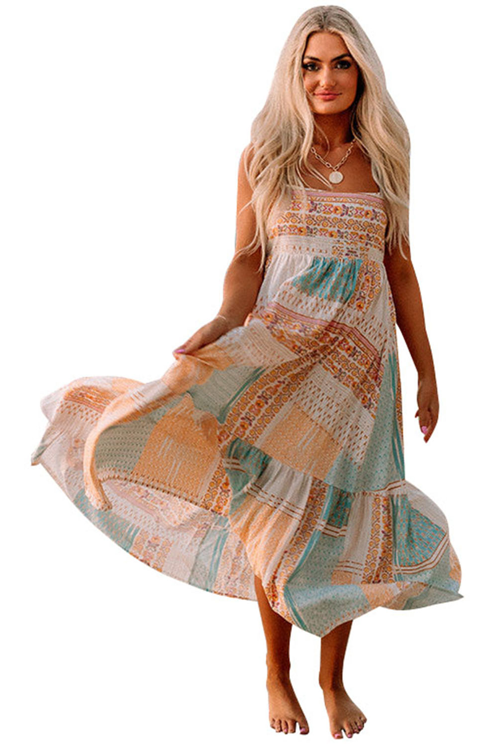 Elodie | Women's Printed Tiered Maxi Dress
