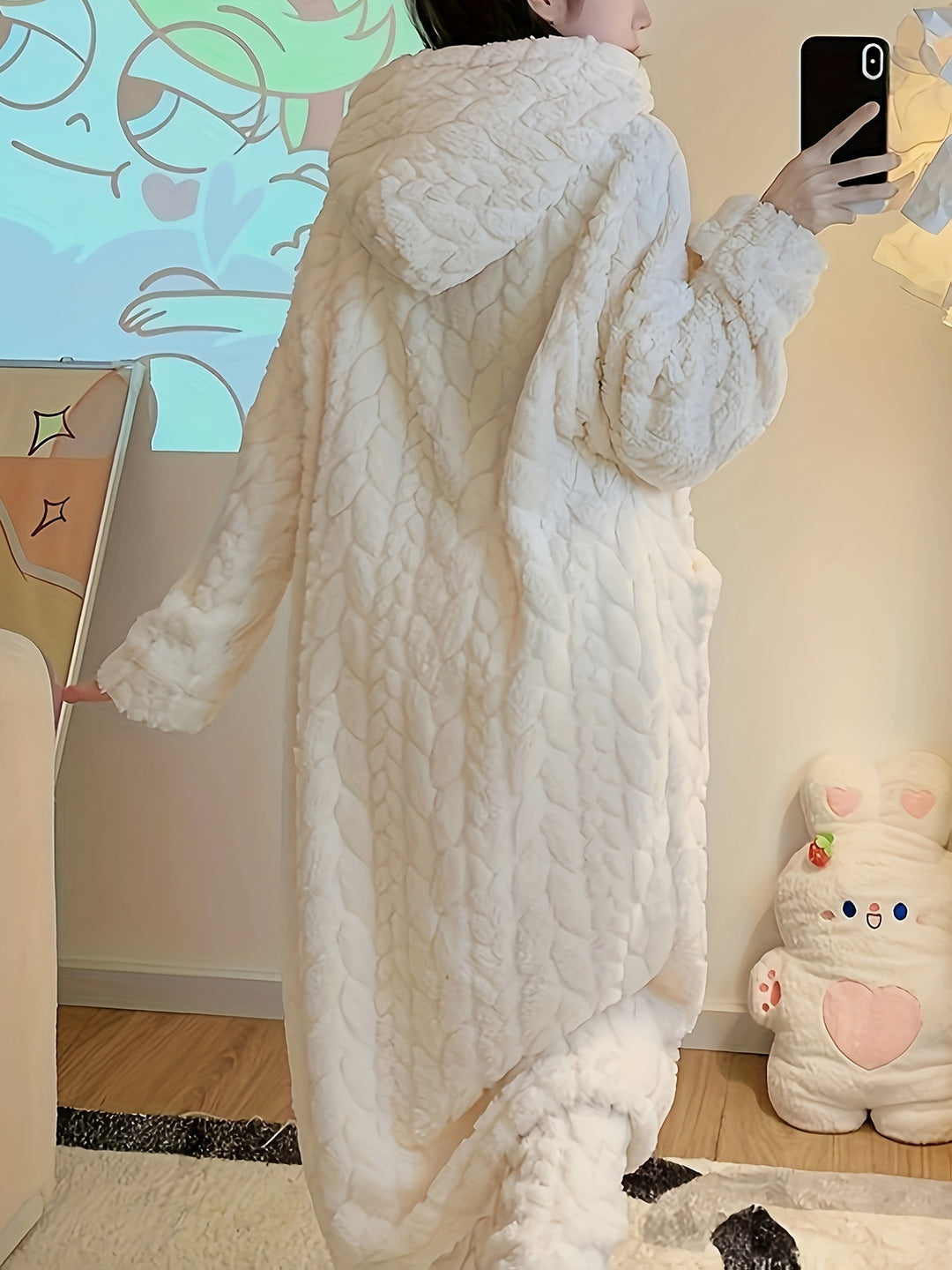 Lucy™ - Cozy Coral Fleece Hooded Robe