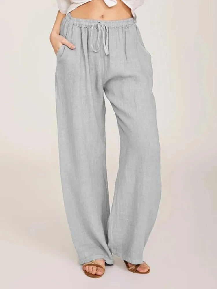 Mette | Women's Casual Drawstring Wide Leg Palazzo Trousers