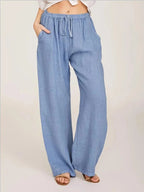 Mette | Women's Casual Drawstring Wide Leg Palazzo Trousers