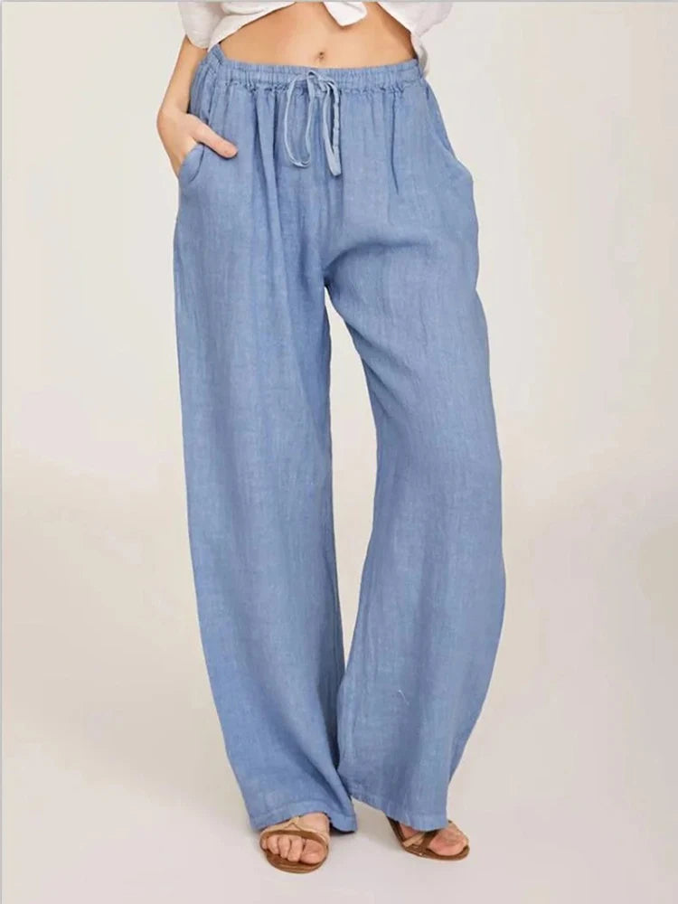 Mette | Women's Casual Drawstring Wide Leg Palazzo Trousers