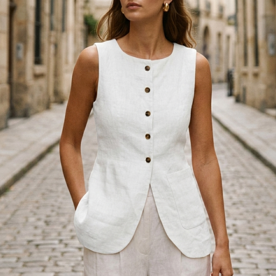 Nerina | Women’s Sleeveless Button Front Blouse