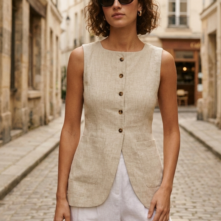 Nerina | Women’s Sleeveless Button Front Blouse