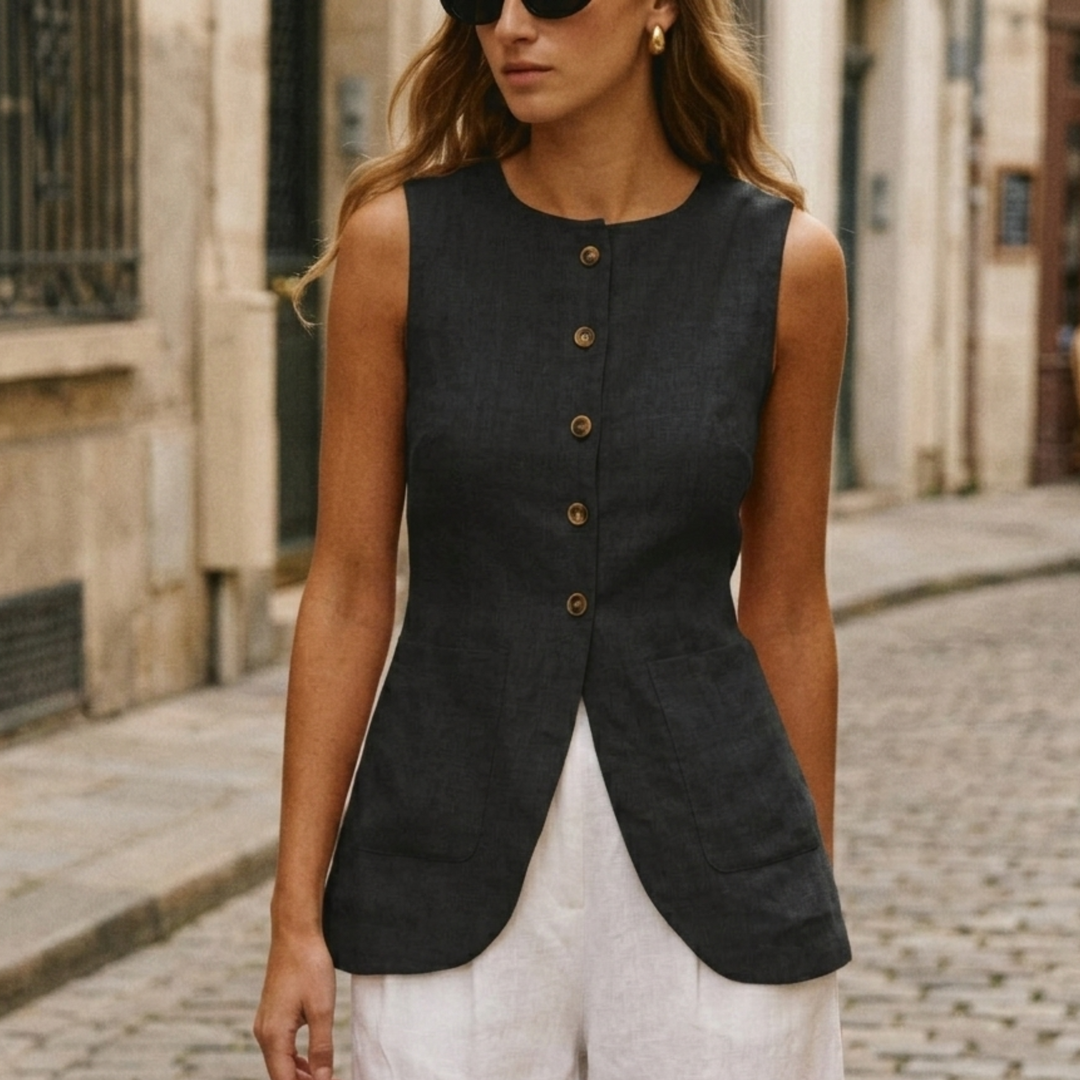 Nerina | Women’s Sleeveless Button Front Blouse