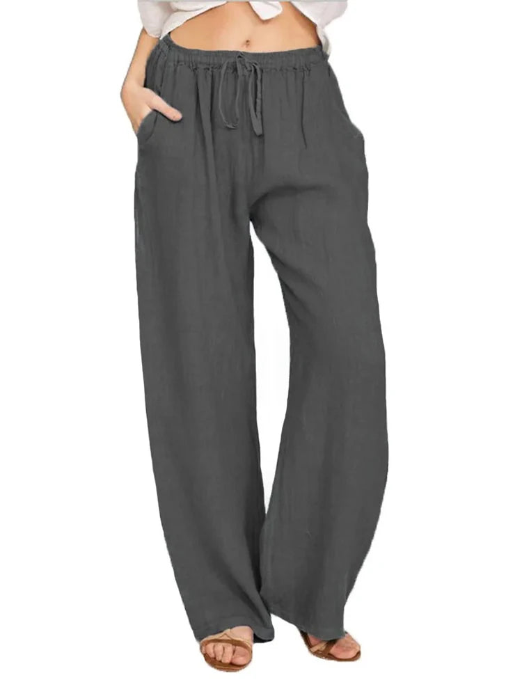 Mette | Women's Casual Drawstring Wide Leg Palazzo Trousers