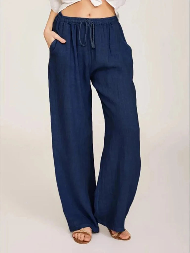 Mette | Women's Casual Drawstring Wide Leg Palazzo Trousers