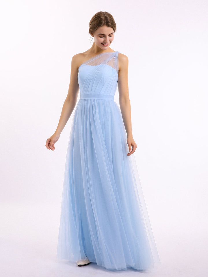 Thea | Women's One-Shoulder Tulle Maxi Dress