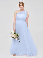 Thea | Women's One-Shoulder Tulle Maxi Dress
