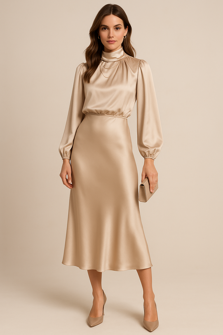 Elara | Women's Satin Midi Dress Elegant