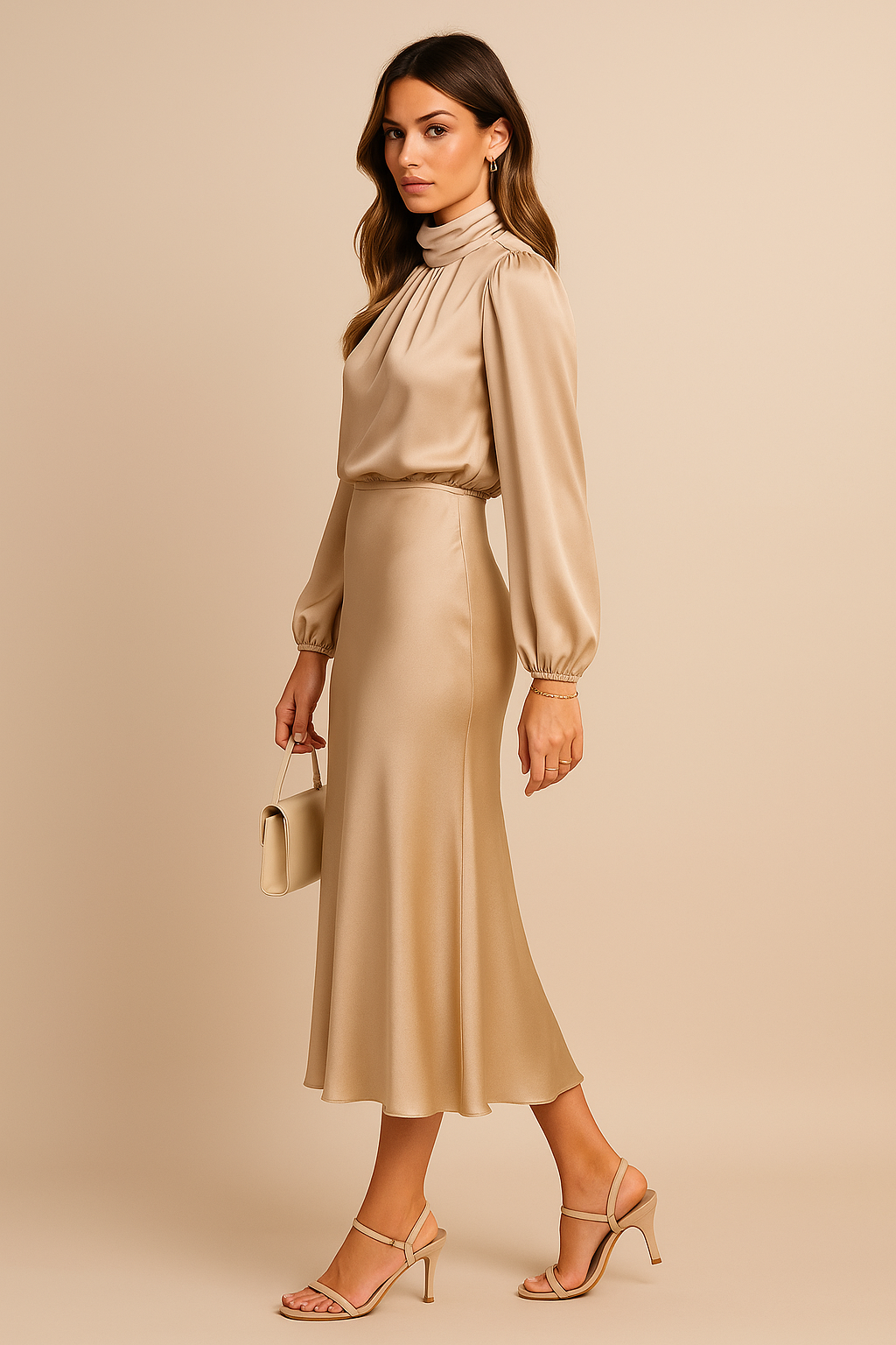 Elara | Women's Satin Midi Dress Elegant