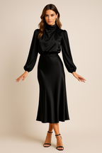 Elara | Women's Satin Midi Dress Elegant