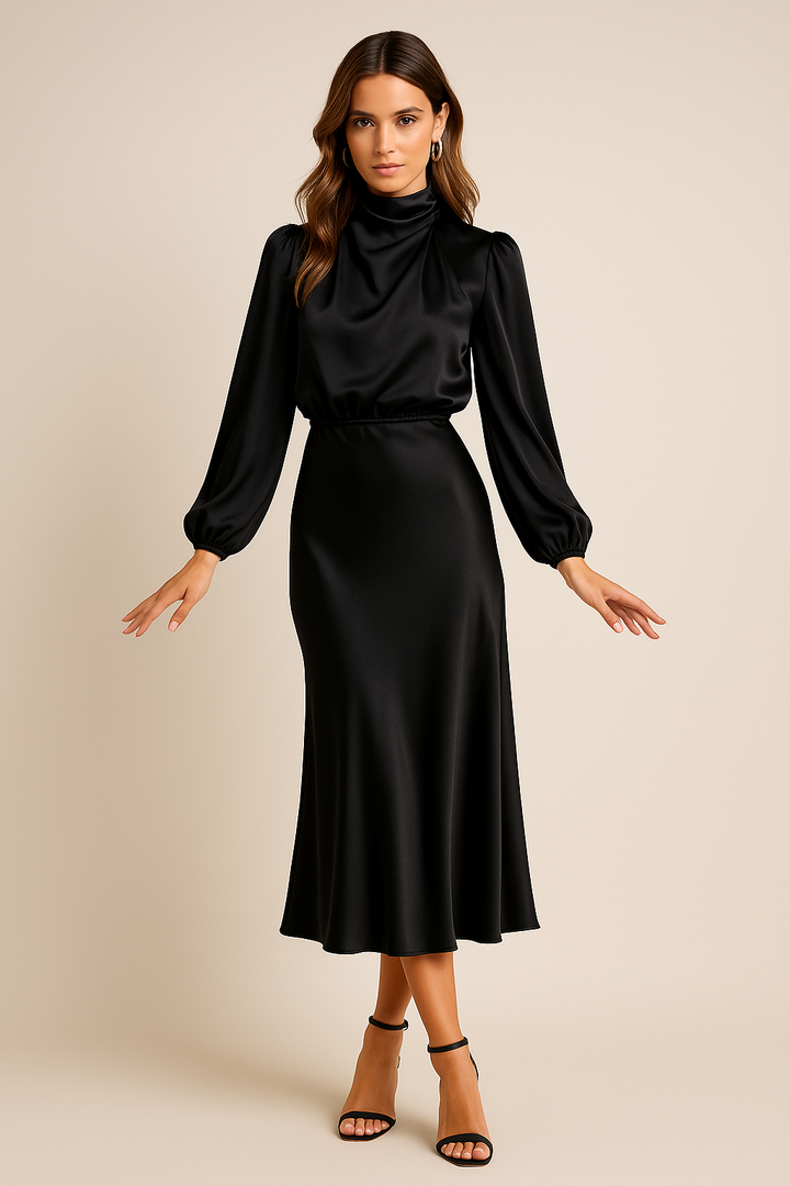 Elara | Women's Satin Midi Dress Elegant