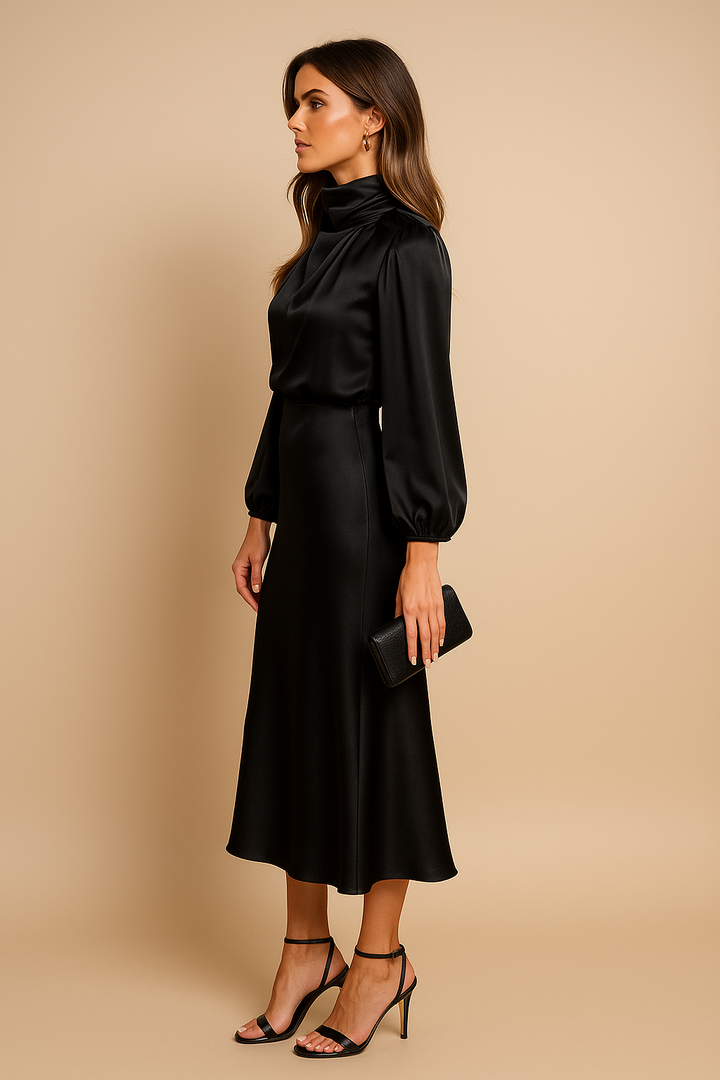 Elara | Women's Satin Midi Dress Elegant