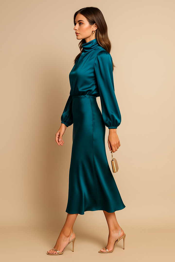 Elara | Women's Satin Midi Dress Elegant