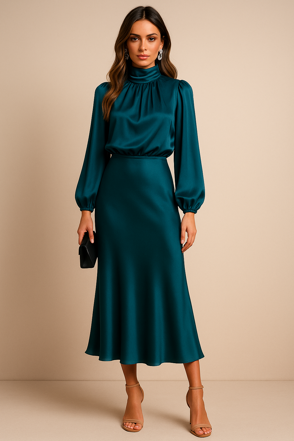 Elara | Women's Satin Midi Dress Elegant