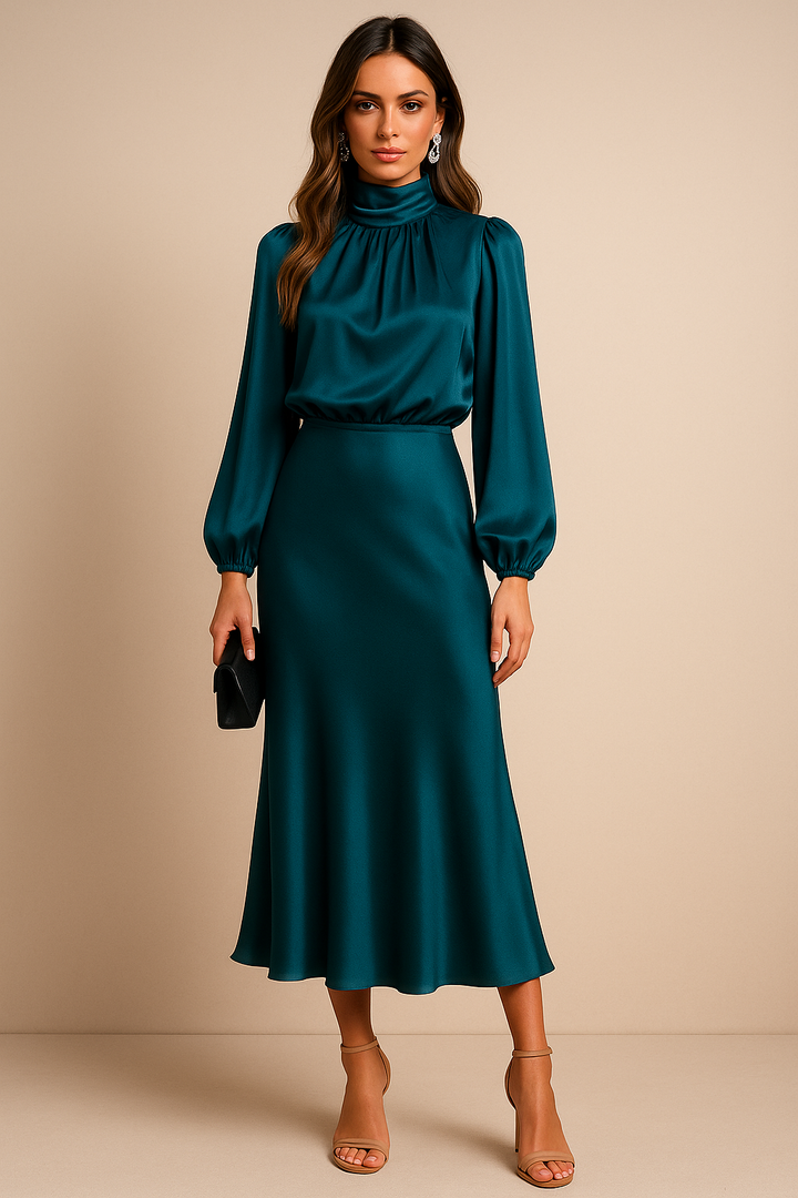 Elara | Women's Satin Midi Dress Elegant