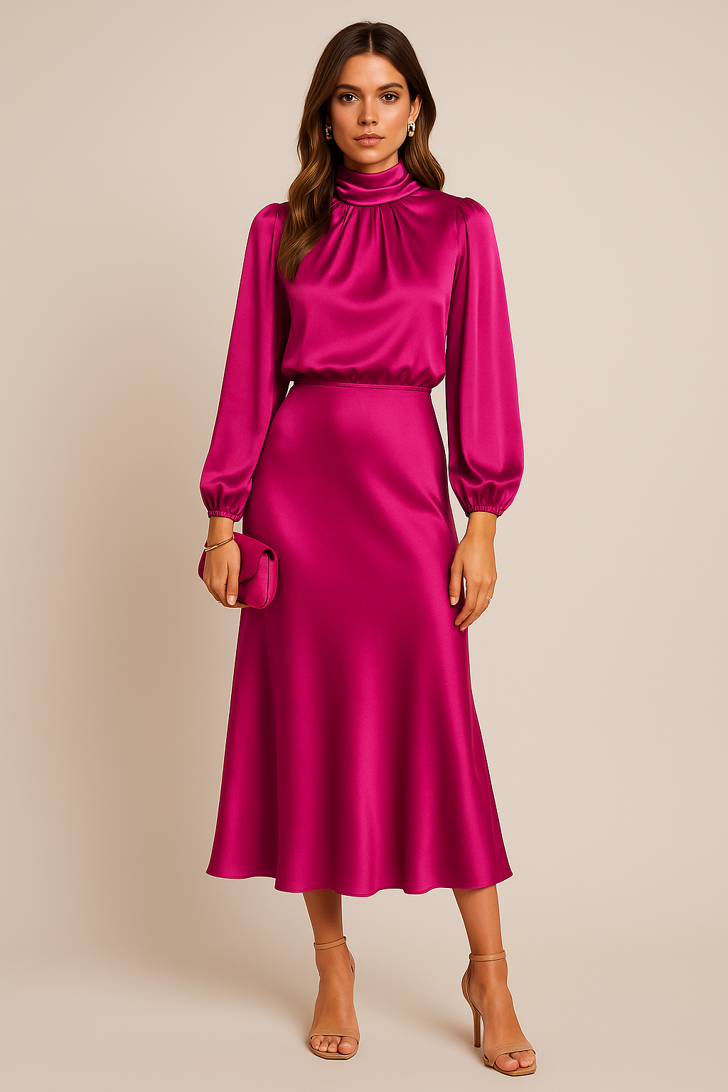 Elara | Women's Satin Midi Dress Elegant
