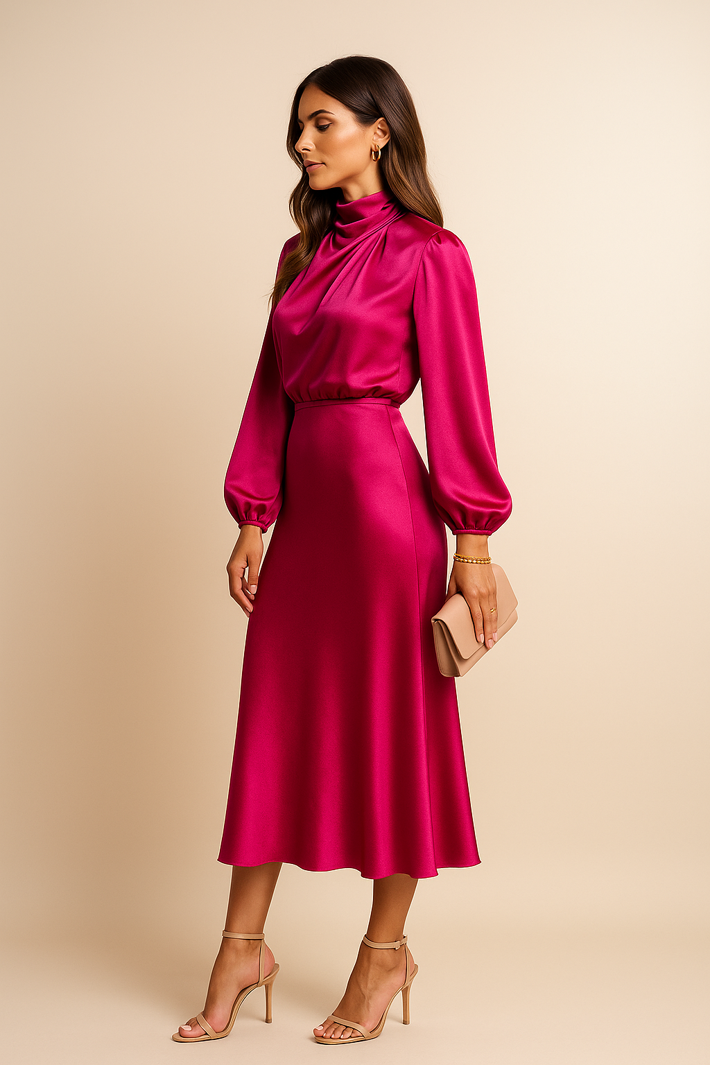 Elara | Women's Satin Midi Dress Elegant
