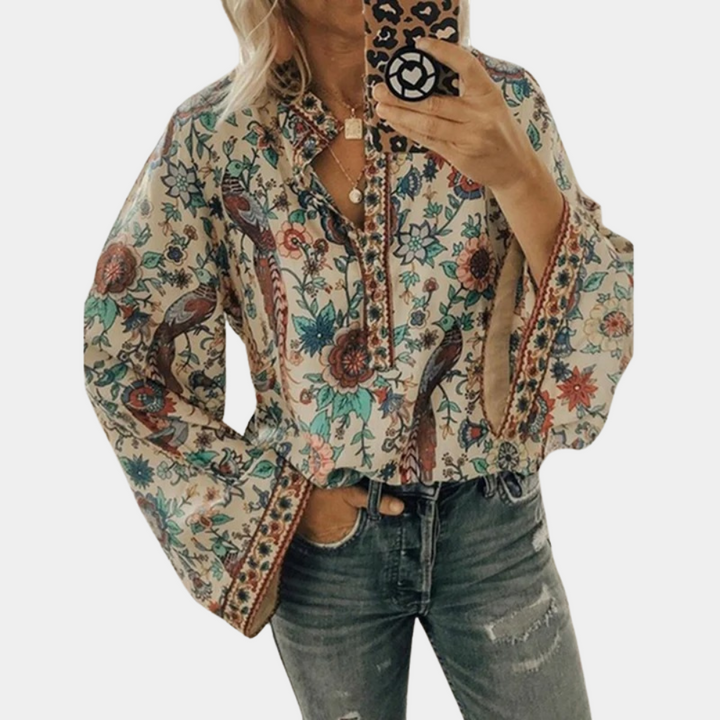 Aria | Women's Floral Long Sleeve Blouse Casual
