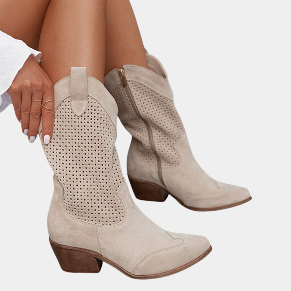 Wren | Women's Perforated Western Ankle Cowboy Boots