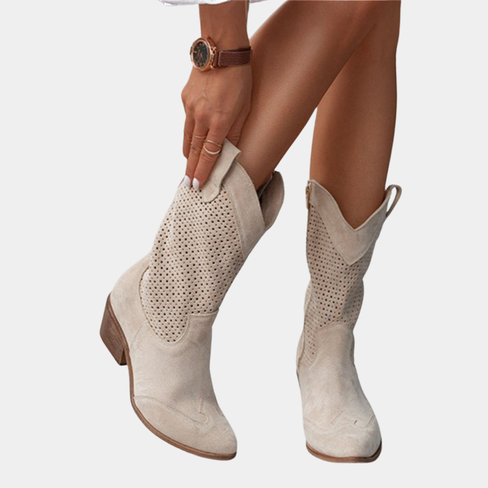Wren | Women's Perforated Western Ankle Cowboy Boots