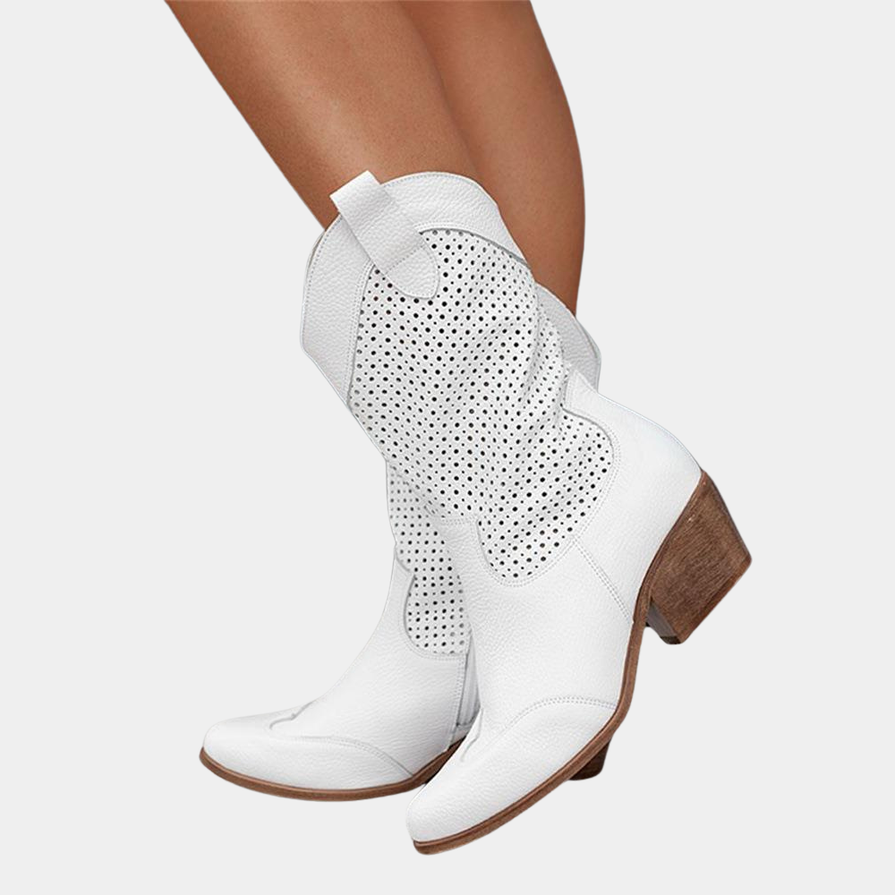 Wren | Women's Perforated Western Ankle Cowboy Boots