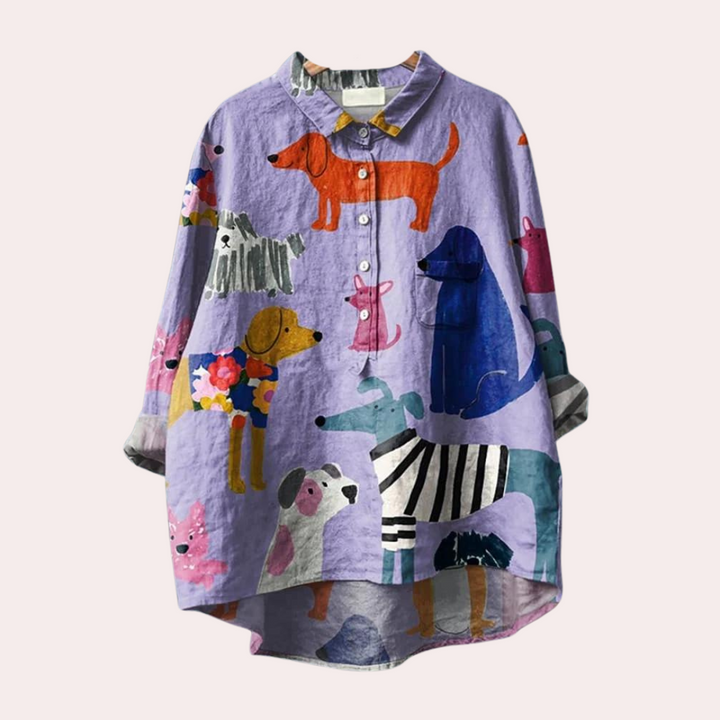 Sanne | Women's Printed Long Sleeve Turn-Down Collar Shirt Casual