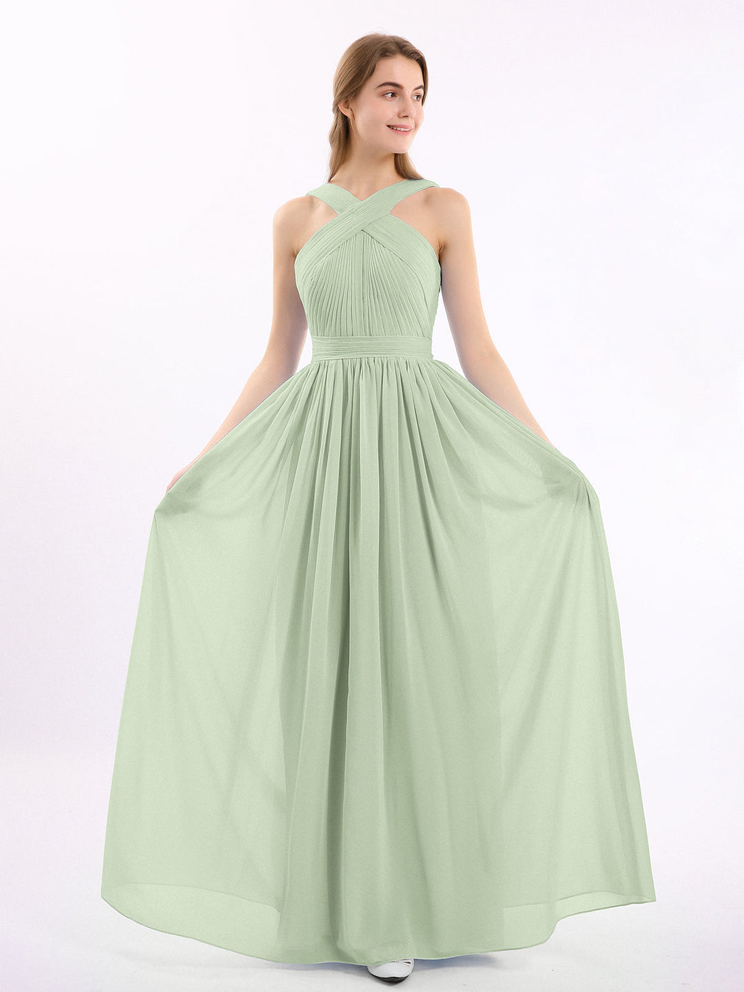 Wren | Women's Criss-Cross Pleated Maxi Dress