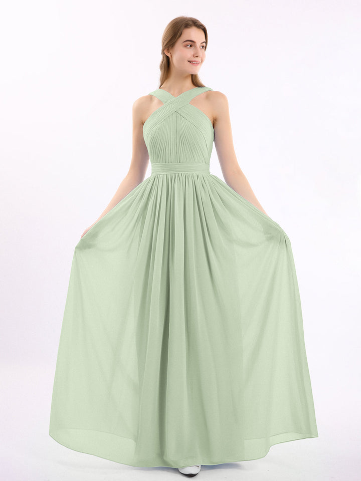 Wren | Women's Criss-Cross Pleated Maxi Dress