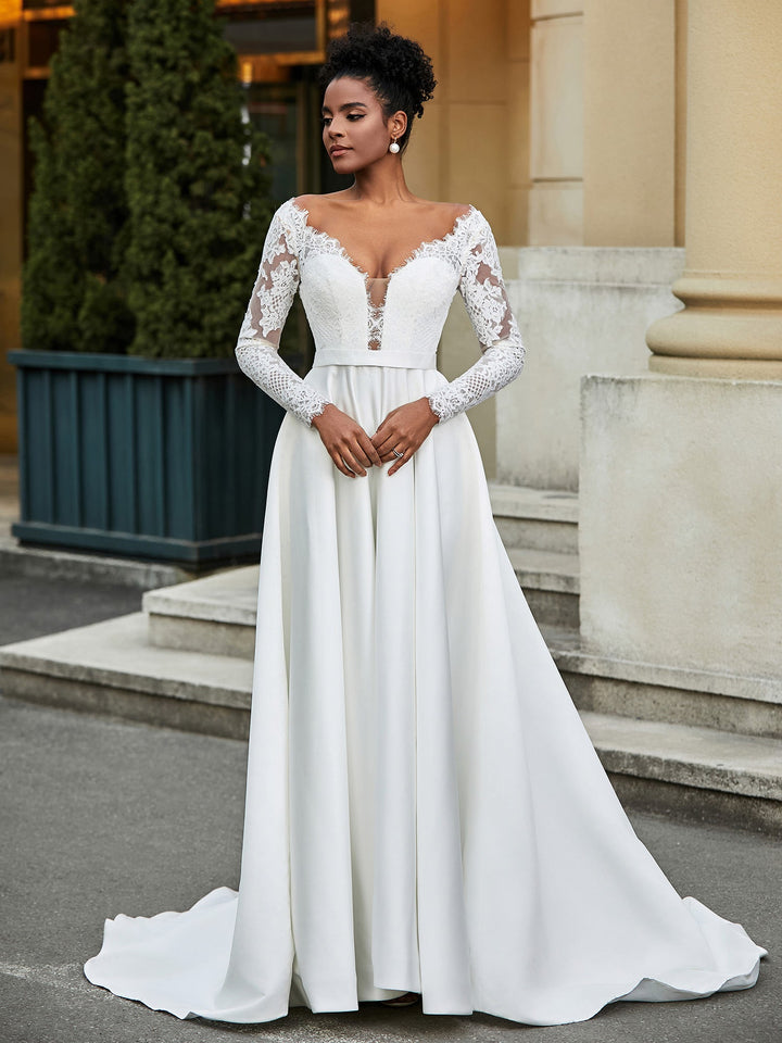 Jolene | Women's Lace Sleeve A-Line Dress