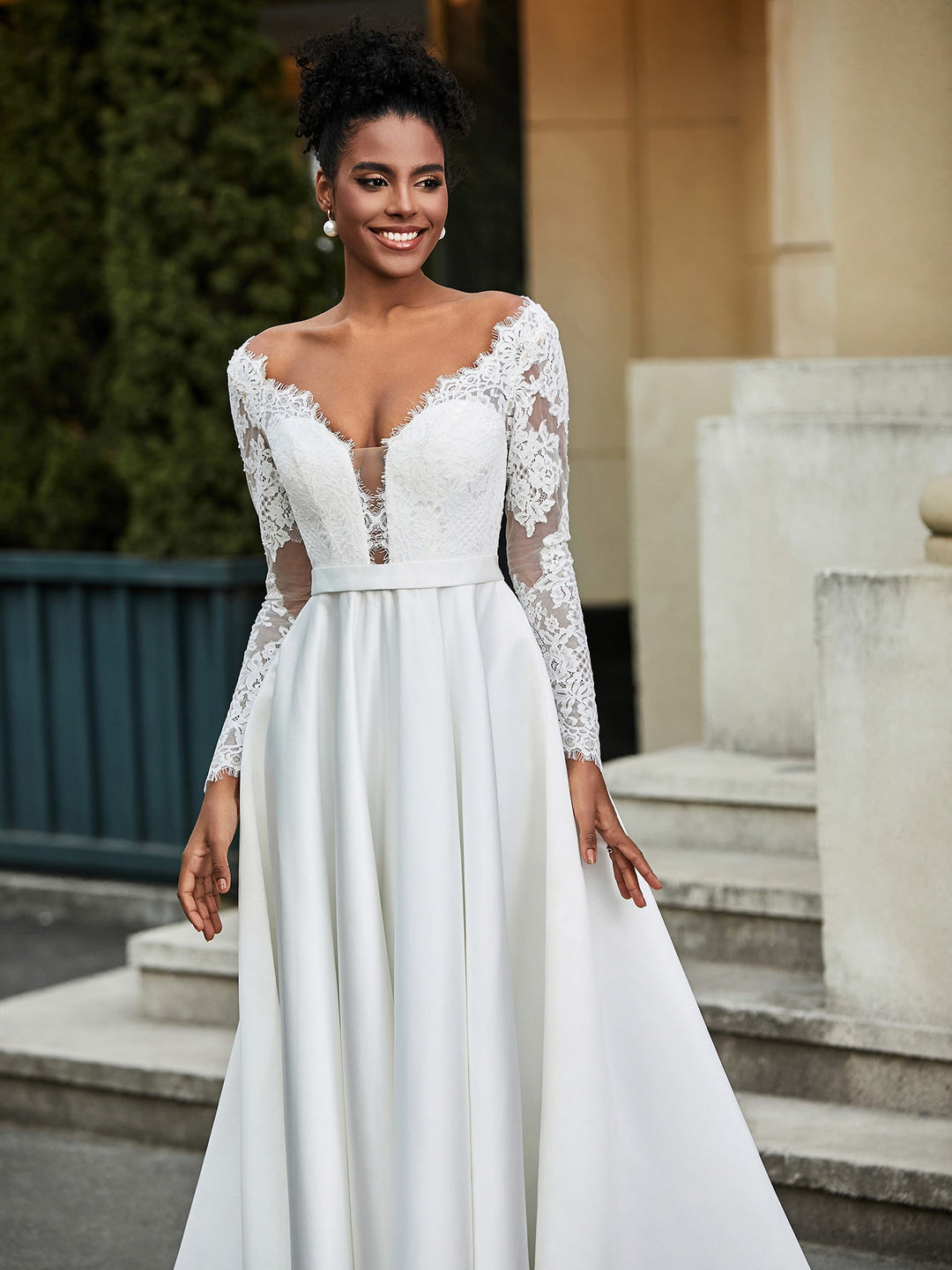 Jolene | Women's Lace Sleeve A-Line Dress