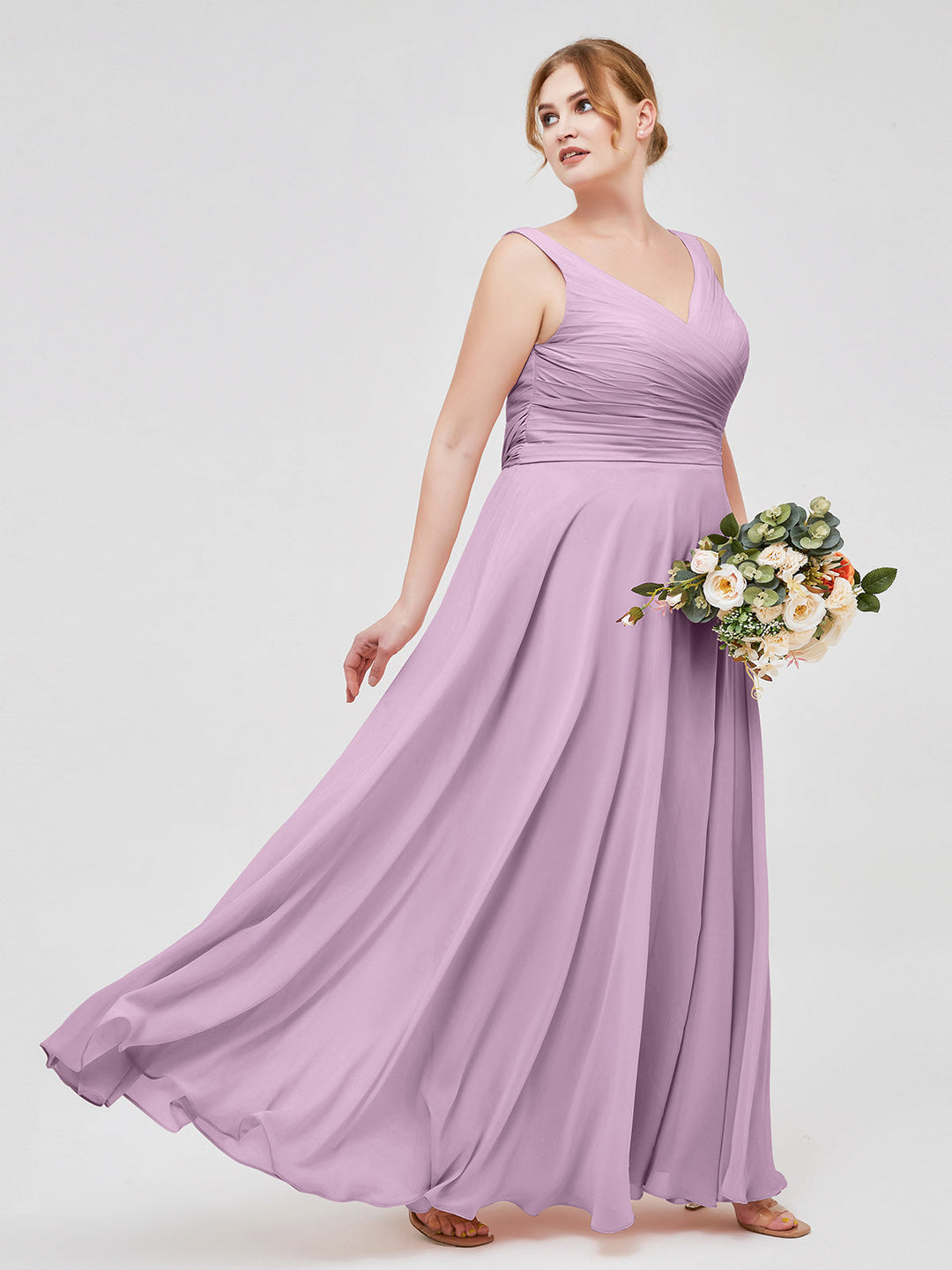 Marlowe | Women's V-Neck Pleated Maxi Dress