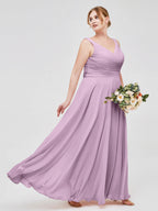Marlowe | Women's V-Neck Pleated Maxi Dress