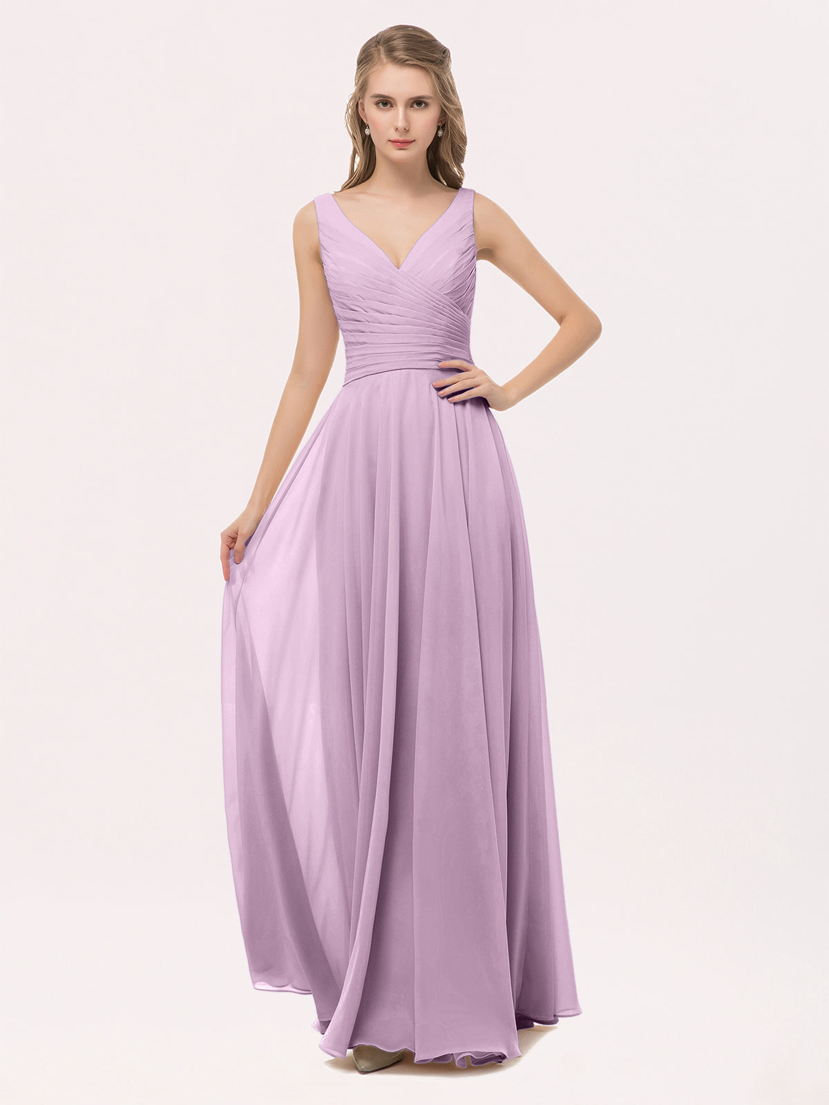 Marlowe | Women's V-Neck Pleated Maxi Dress