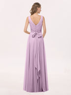 Marlowe | Women's V-Neck Pleated Maxi Dress