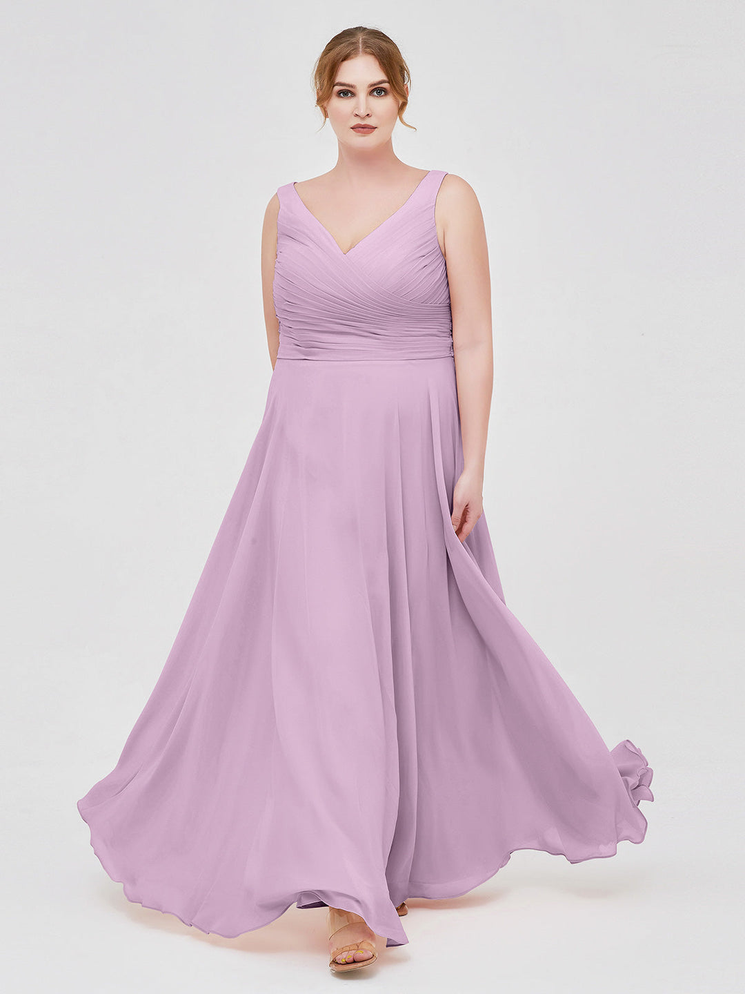 Marlowe | Women's V-Neck Pleated Maxi Dress