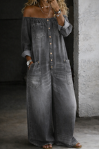Elena | Women's Off Shoulder Denim Jumpsuit