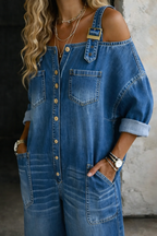 Sophia | Women's Off Shoulder Denim Jumpsuit