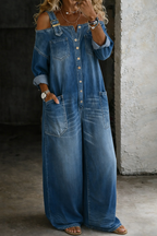 Sophia | Women's Off Shoulder Denim Jumpsuit