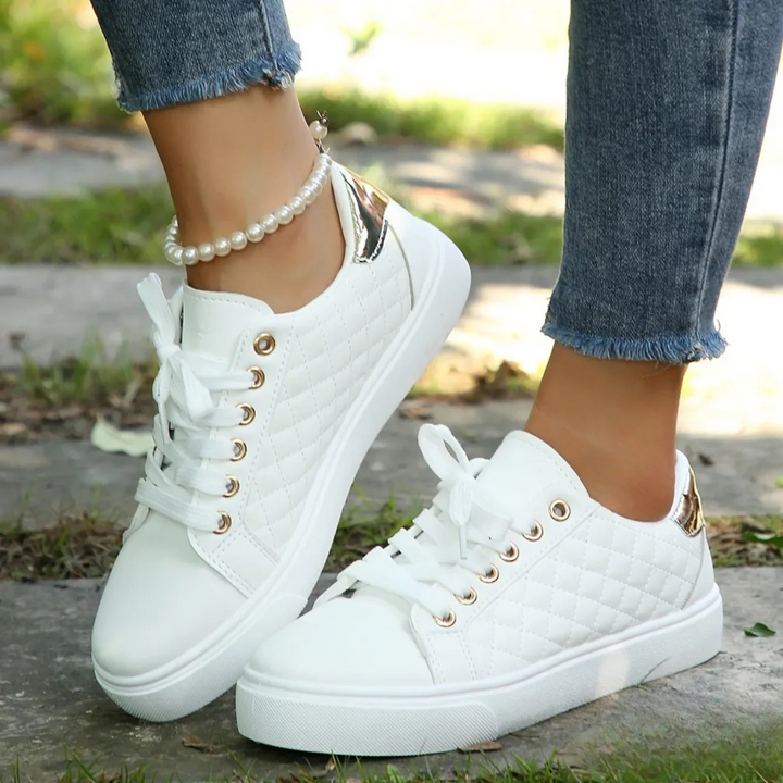 Priya | Women's Quilted Lace-Up Sneakers Casual