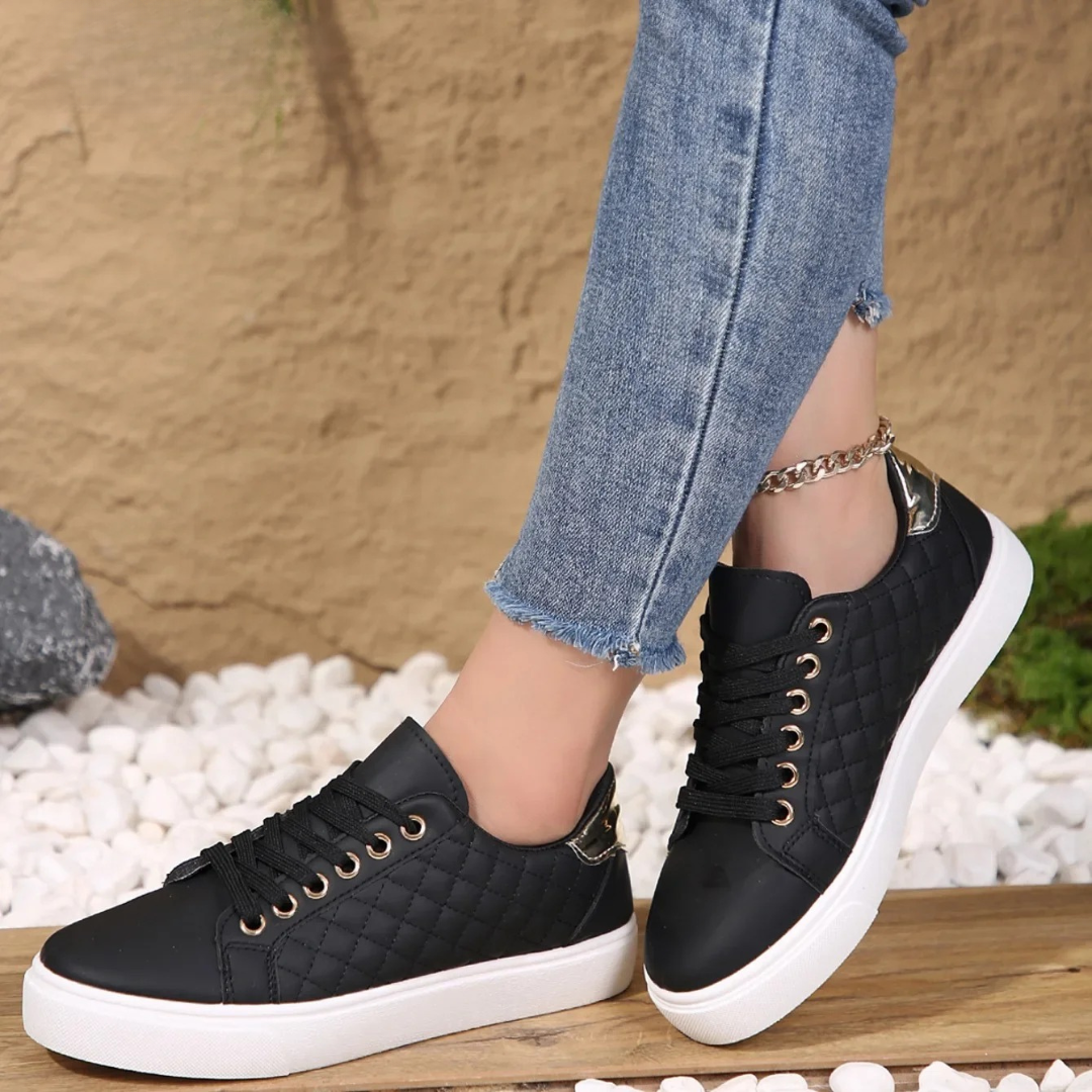 Priya | Women's Quilted Lace-Up Sneakers Casual