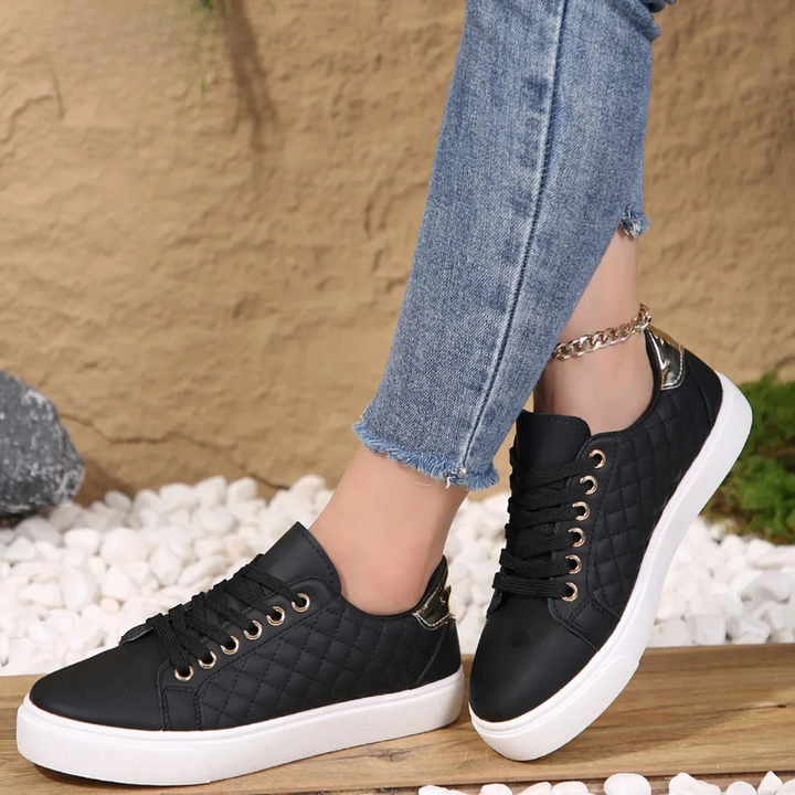 Priya | Women's Quilted Lace-Up Sneakers Casual